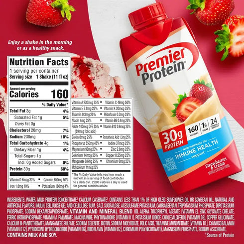 Premier 30g Protein PLUS Energy and Immune Support Shakes 11 fl oz, 18-pack